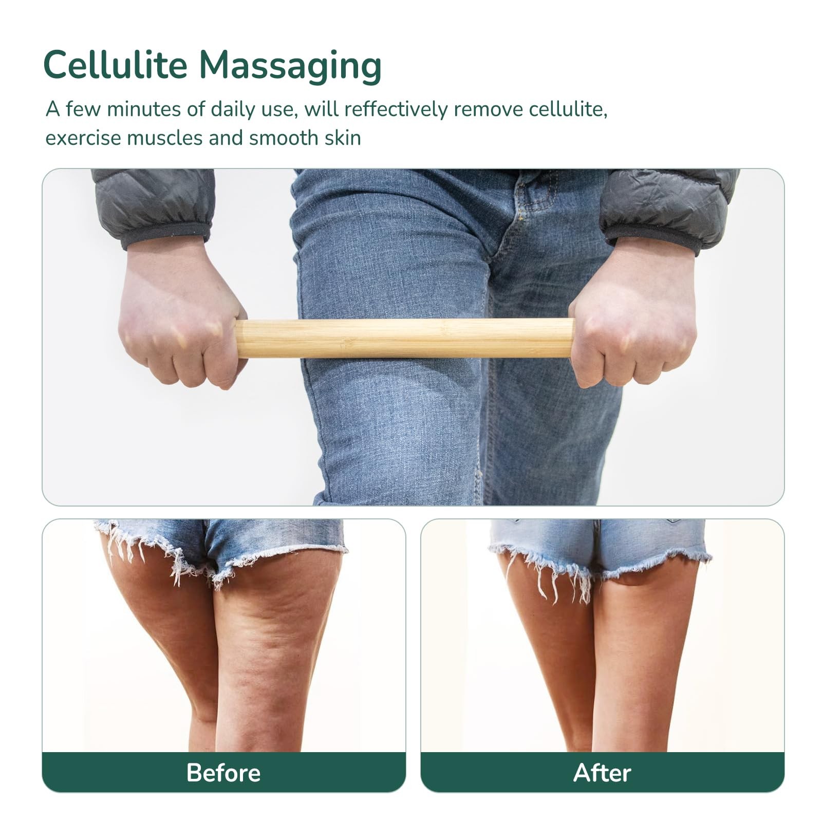 Bamboo Massage Stick – Body Shaping Roller, Guasha Massage Tool for Relaxing …