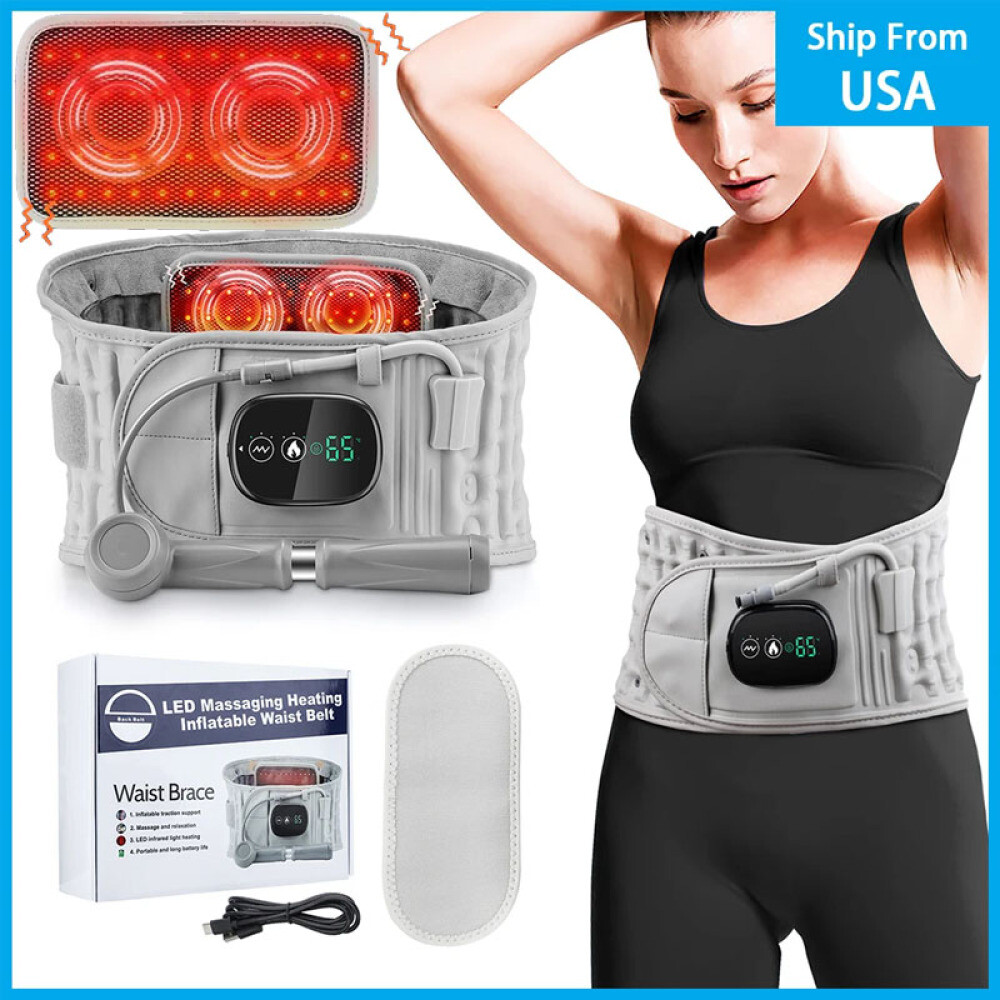 Decompression Inflatable Lumbar Belt with Red Light Heating & Vibration Massager