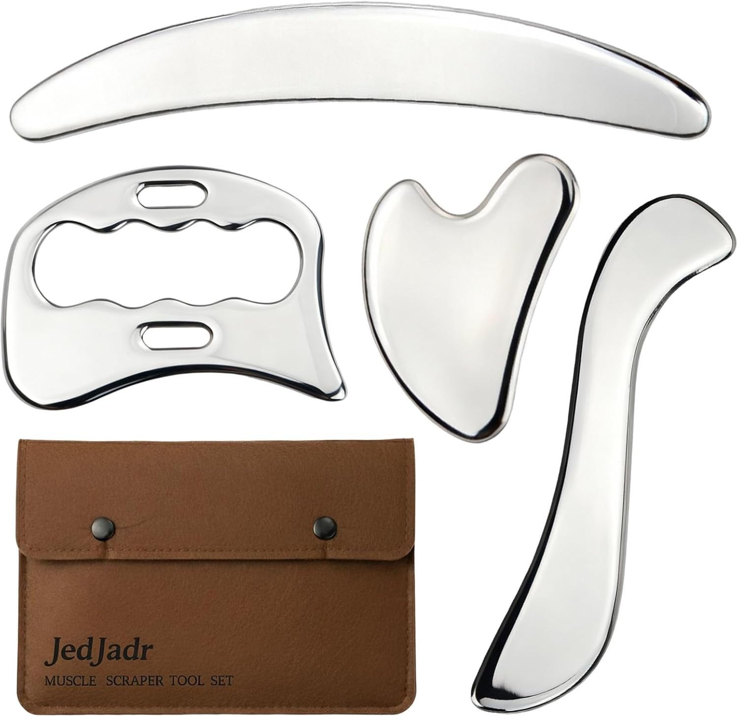 4 in 1 Stainless Steel Massage Scraper Tool Set for Deep Tissue Relief, IASTM…