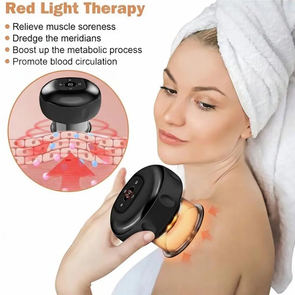 2PCS 5 In 1 Electric Cupping Therapy Set Heat Suction Vacuum Massager 15 Levels
