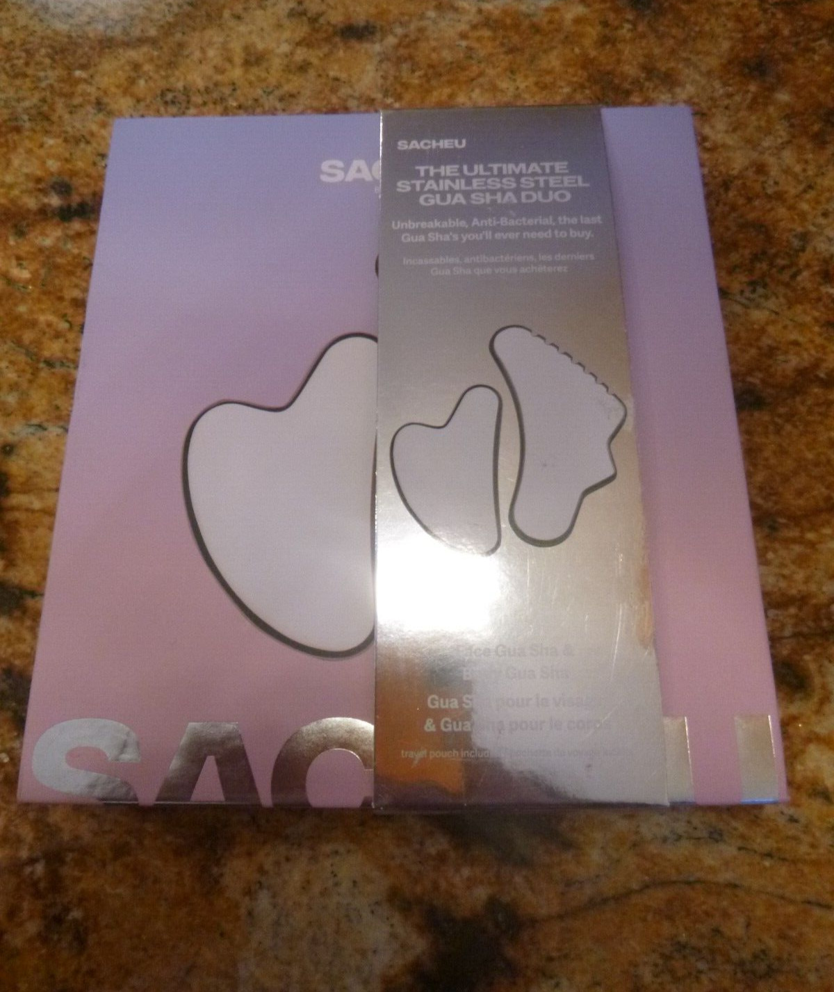 NIB SACHEU The Ultimate Stainless Steel Gua Sha Duo Face & Body SEALED GIFT SET