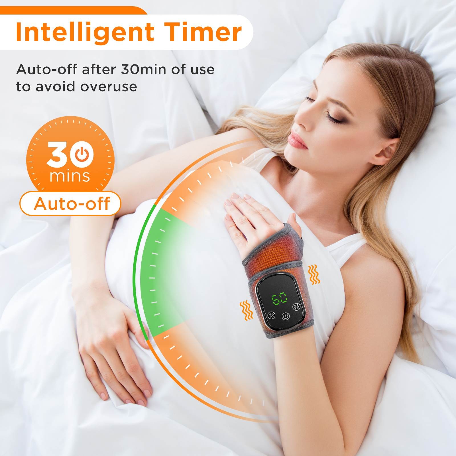 5 Modes USB Heated Wrist Ankle Vibration Massage Wristband Relieve Muscle Pain