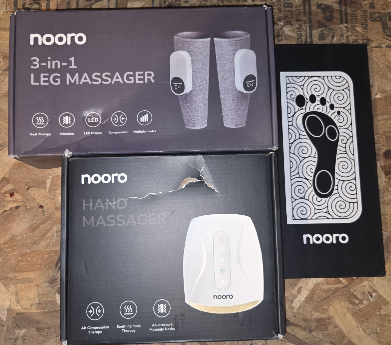 Nooro 3-in-1 Leg Massager + Hand Massager Heat Rechargeable Air/Vibration