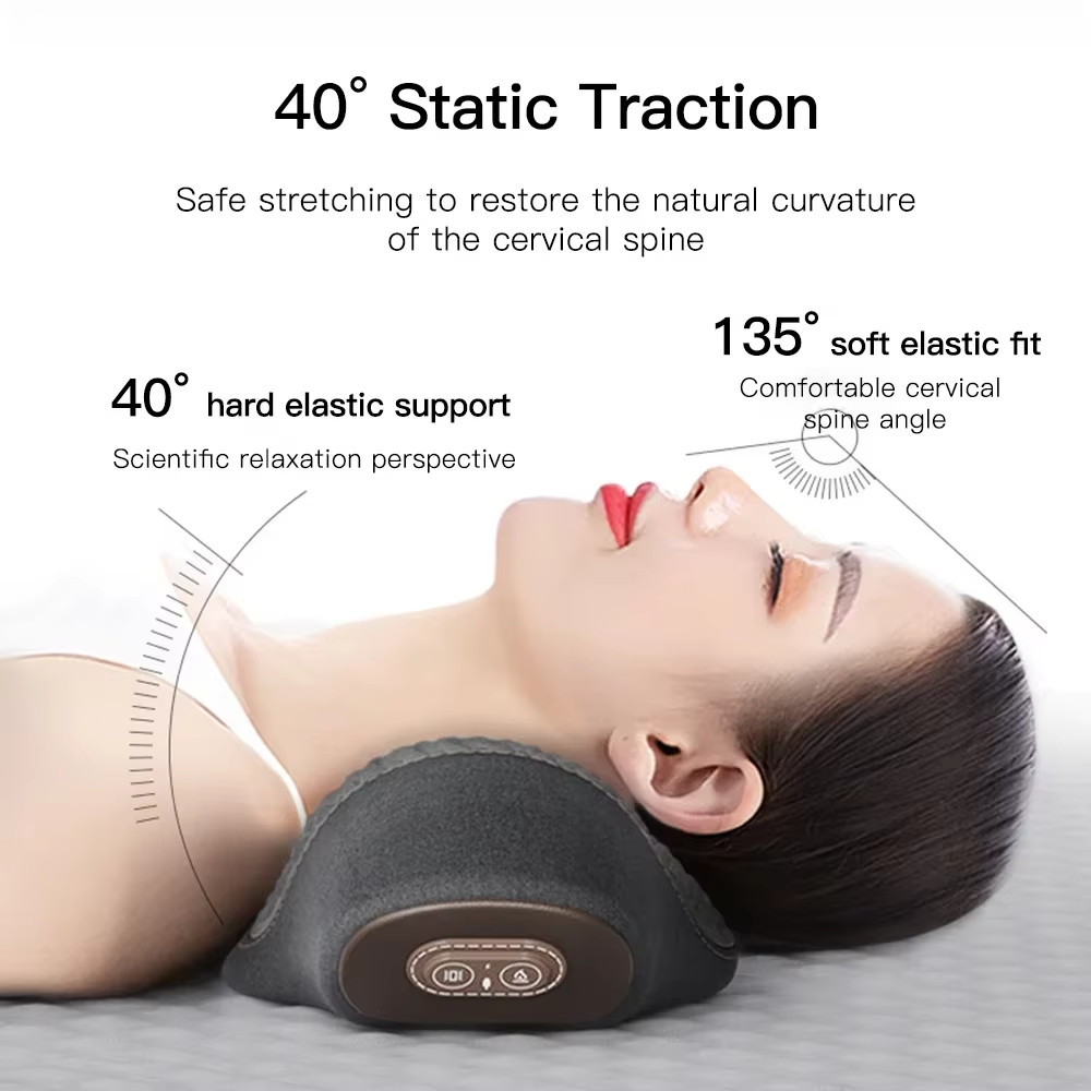 Electric Neck Massager Pillow Cervical Stretcher Heating Vibration Massage Back