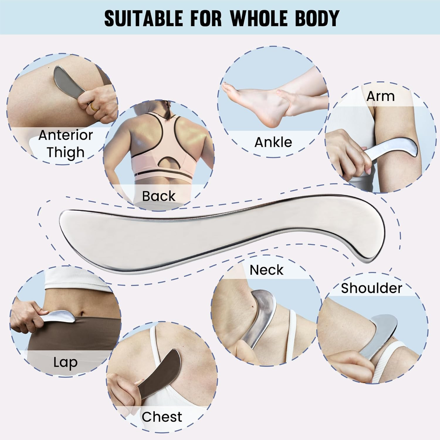 Muscle Scraper Tools, Stainless Steel Guasha Tool for Body, Scraping Tool Physic