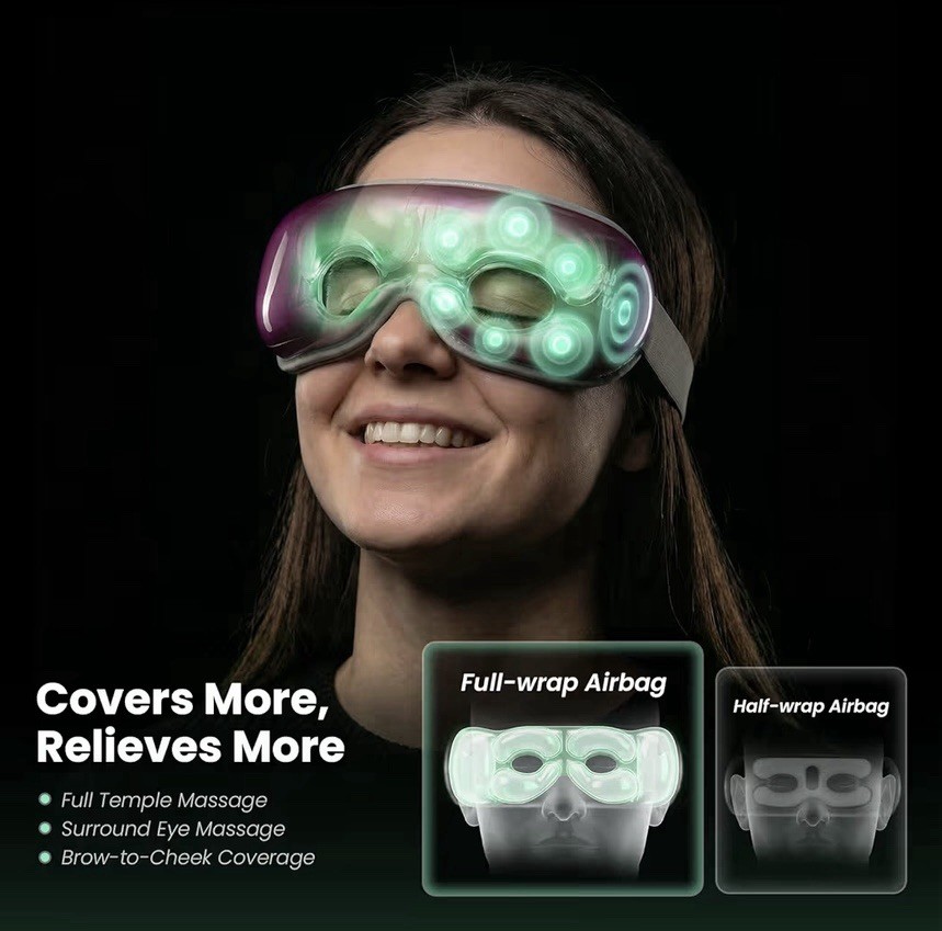 Bob and Brad Purple Cordless EyeOasis 3 Eye Massager Migraine, Bluetooth Heat