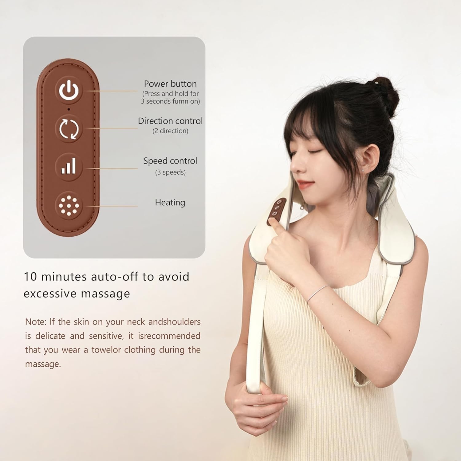Wireless Shiatsu Back Neck Shoulder Massager Heat Deep Tissue Arm 3D Kneading