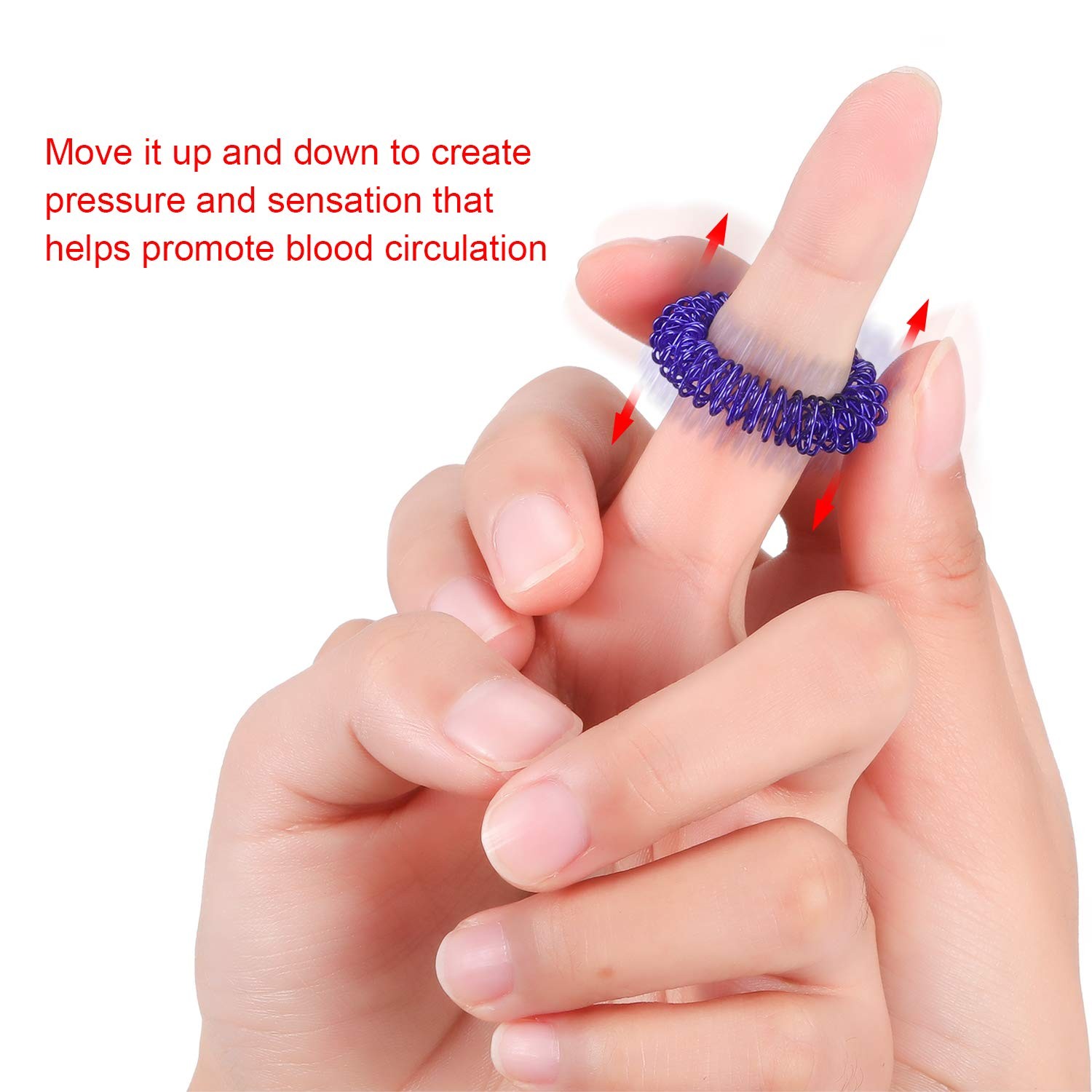 Blulu 50 Pcs Acupressure Fidget Rings Spiky Red, Blue, Green, Gold, Silver