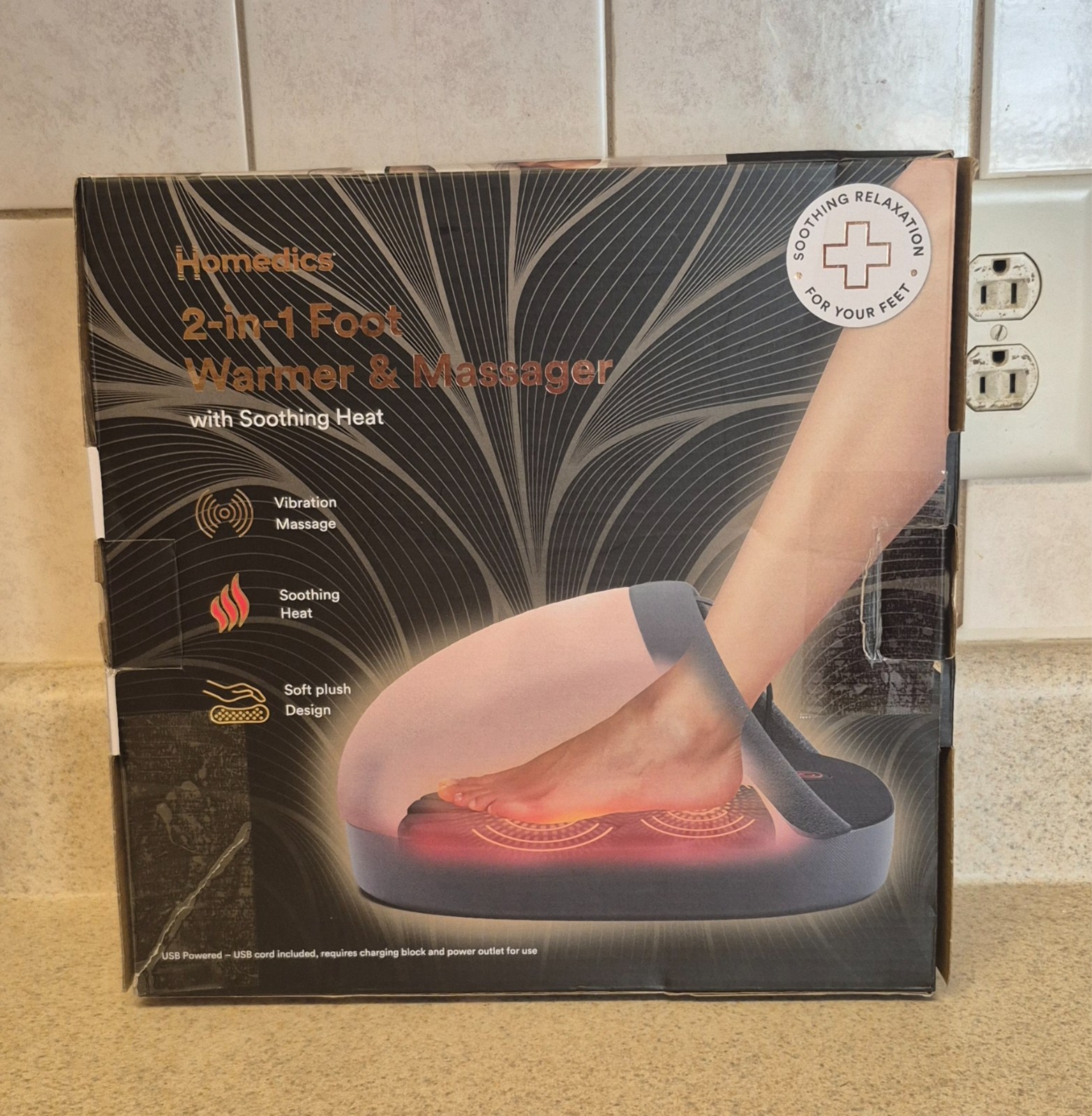 Homedics 2 In 1 Foot Warmer & Massager/Vibration MASSAGE SOOTHING Heat