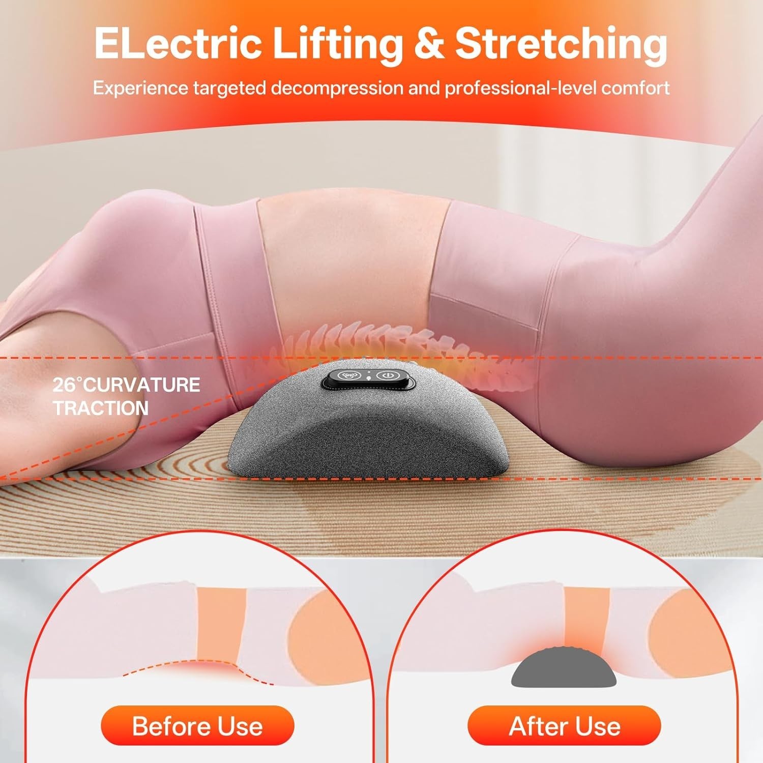 Multi-functional Back Massager Pillow Featuring Heat & Vibration Therapy – Gray