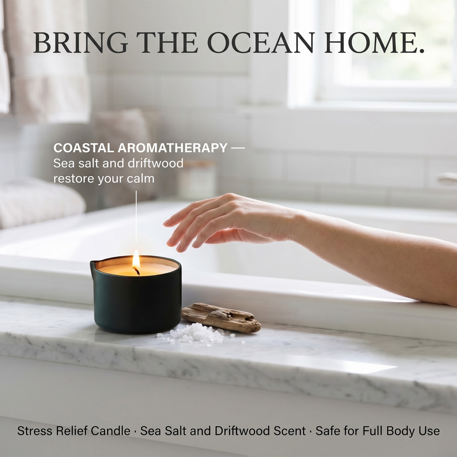2 Pack Sea Salt & Driftwood Massage Candle 2oz Soy Body Oil Couples Spa Gift