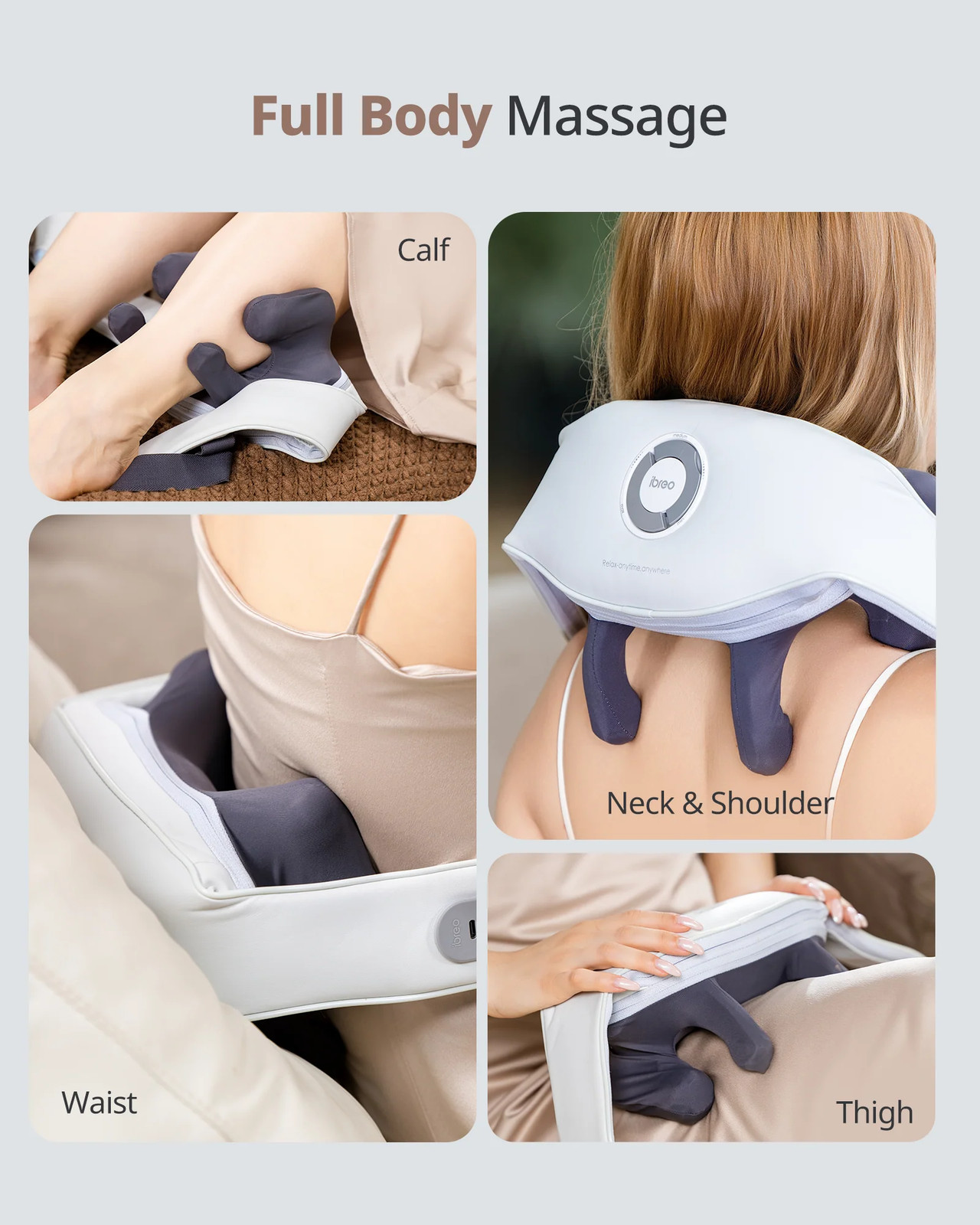Adjustable Hands-Free Massager with Back Strap – 4.2″-4.8″ Spacing, Shoulder Str