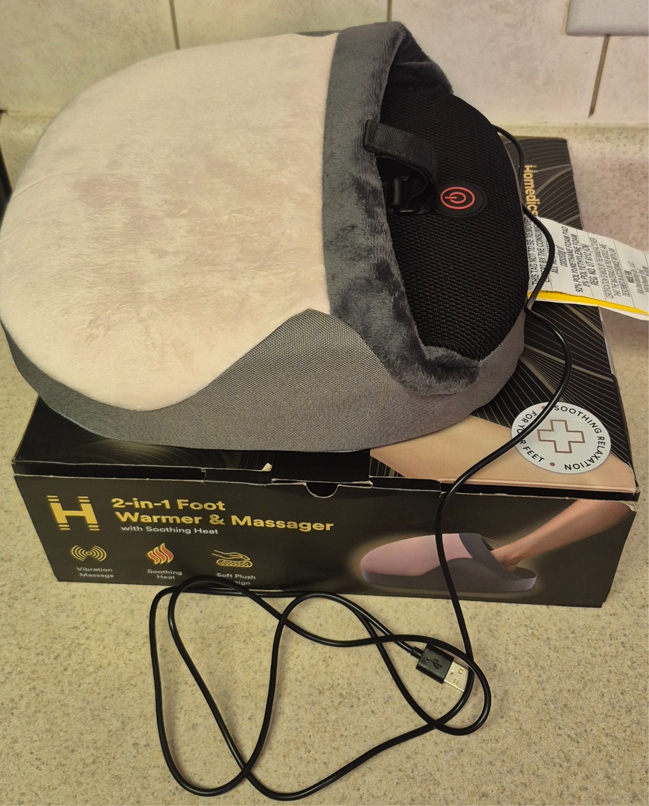 Homedics 2 In 1 Foot Warmer & Massager/Vibration MASSAGE SOOTHING Heat