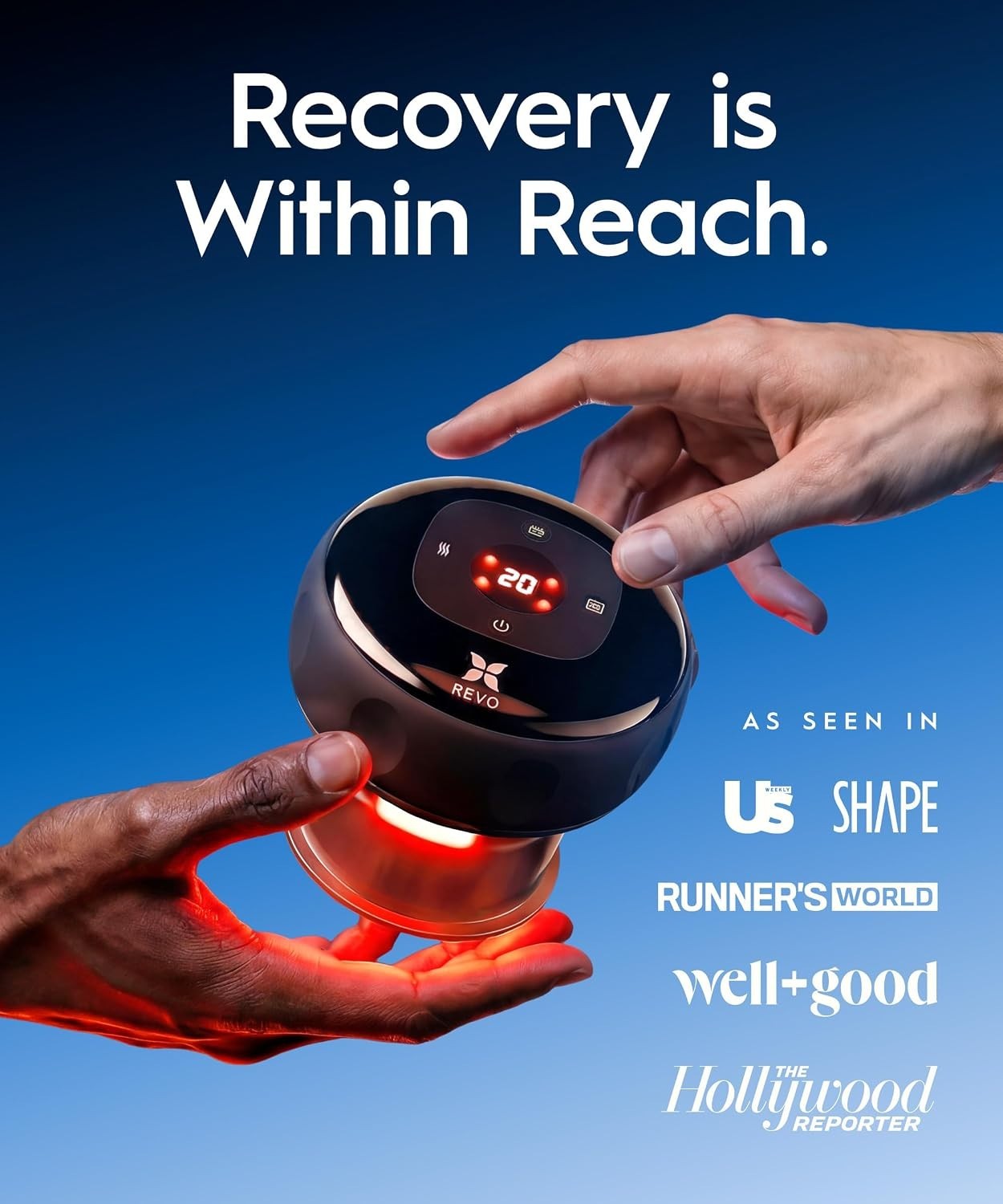 REVO Smart Cup 4-in-1 Electric Cupping Therapy Massager Heat & Red Light