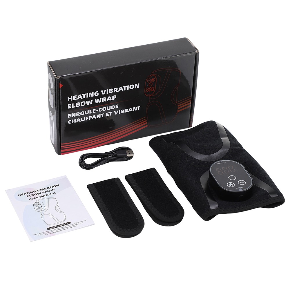 Cordless Elbow Massager Brace Pain Relief with 5 Heat Levels, 3 Vibration Modes