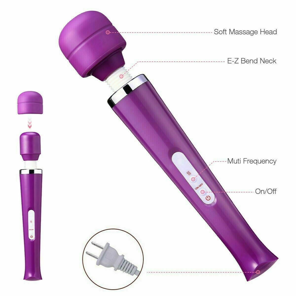 Handheld Massager Vibrating Massage Full Body Therapy Motor MutilSpeed Corded