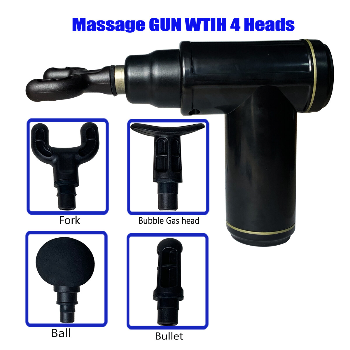 Massage Gun Deep Tissue Percussion Muscle Relax Massager Massage Gun W/ 4 Heads
