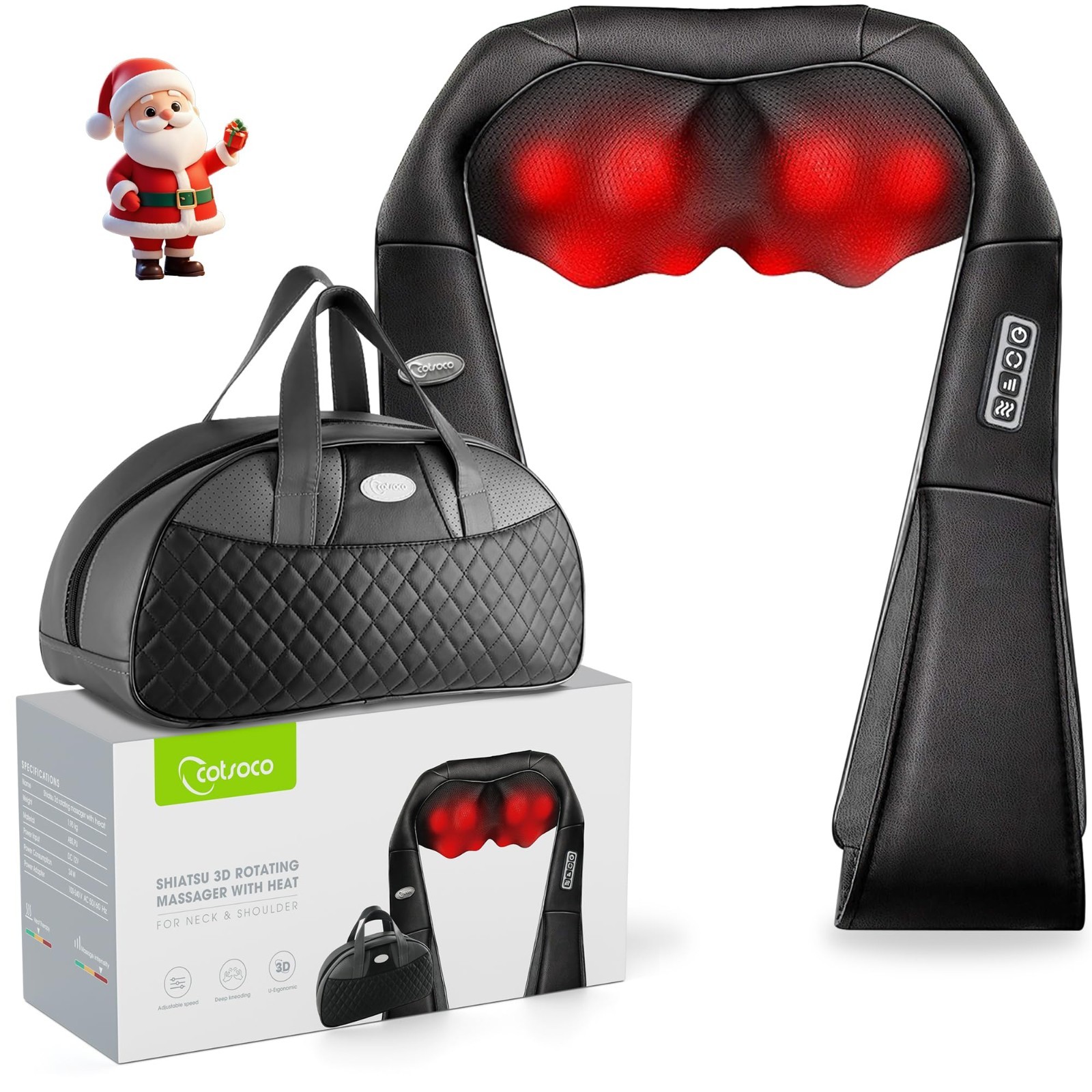 Shiatsu Neck & Back Massager with Heat – Electric Deep Tissue Pain Relief Pillow
