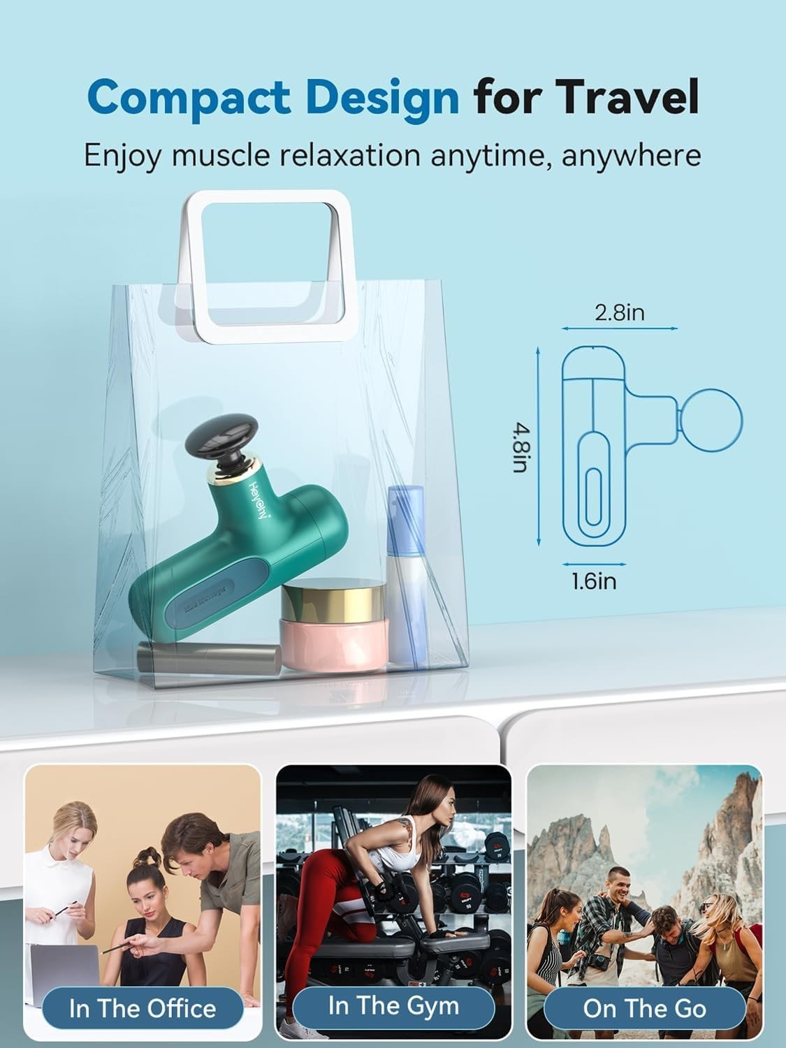 Ergonomic T-Shaped Mini Massage Gun | USB Rechargeable & 5-Hour Battery Life