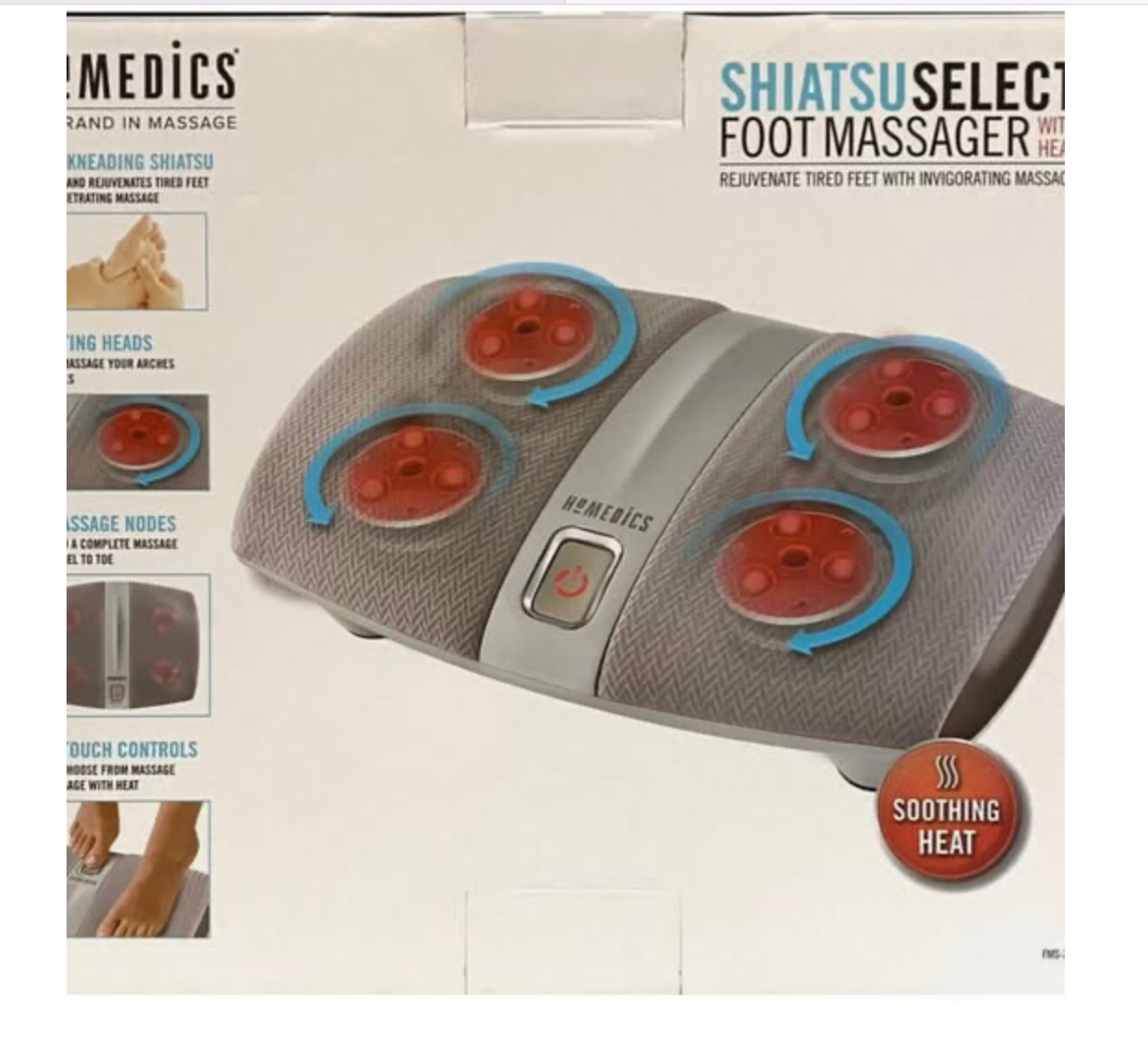 Homedics Shiatsu Air Foot Massager Heat Deep Kneading Rotating Heads