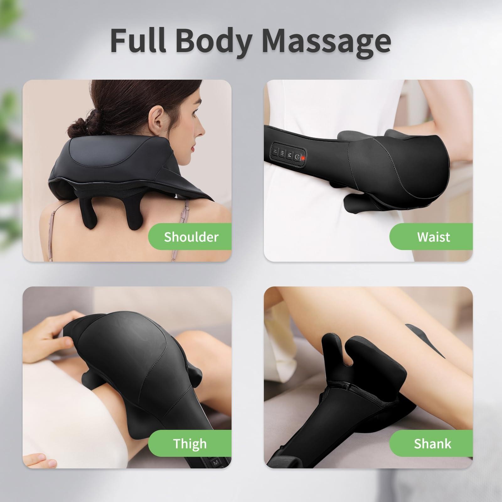 MASGRE Shiatsu Neck and Back Massager with Heat, Upgraded 2600mAh Cordless Shoul