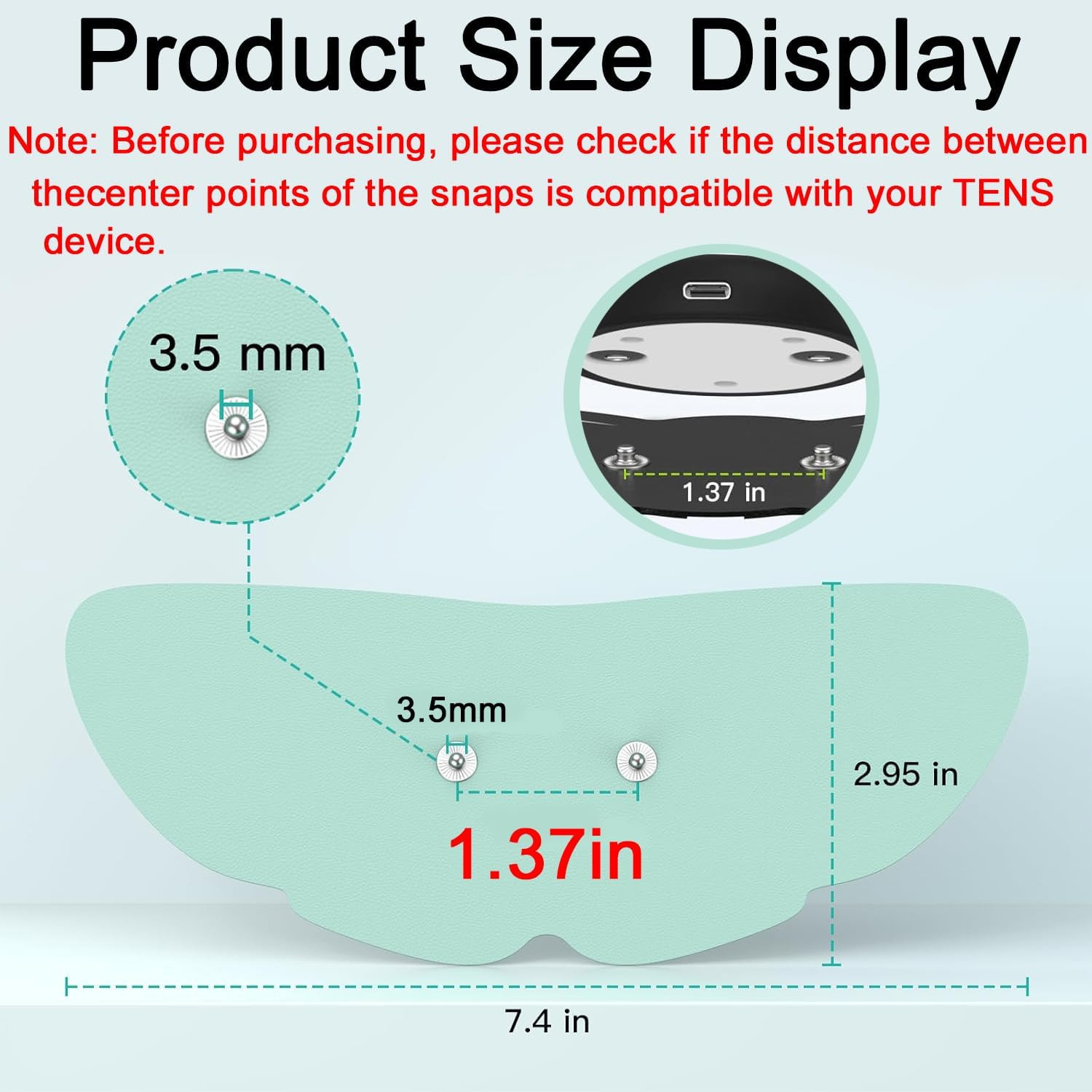 Tens Unit Wireless Electrode Pads 4 Pack, with Standard 3.5Mm Snap-In Connector