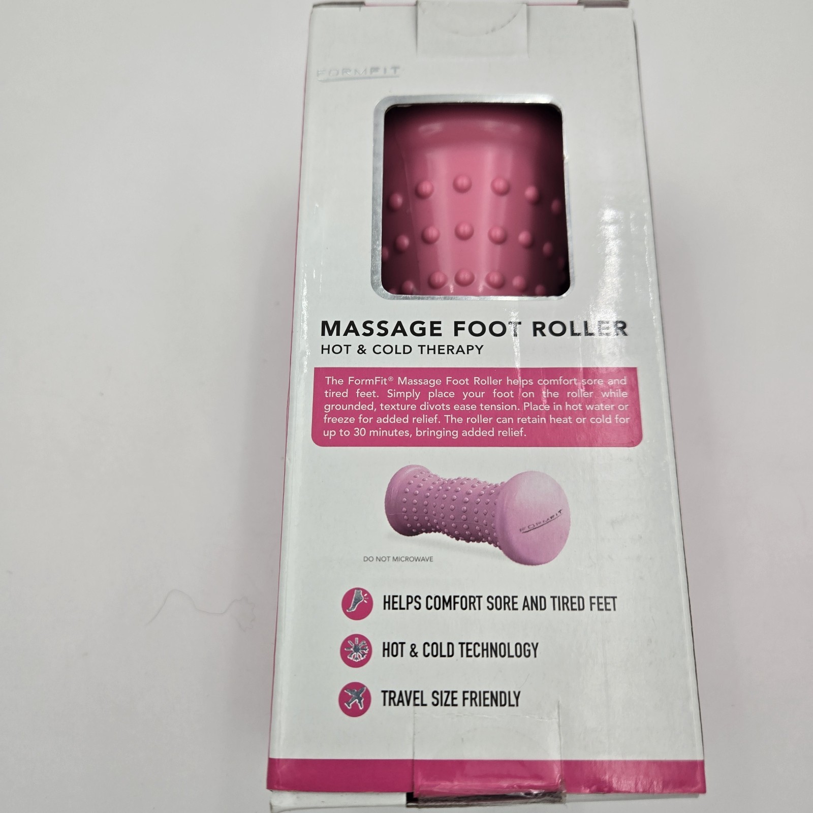 FormFit Massage Foot Roller Hot and Cold Therapy Pink Travel Size