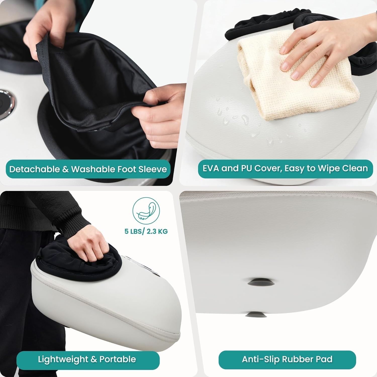 Nekteck Shiatsu Foot Massager Machine with Heat & Air Compression (White)