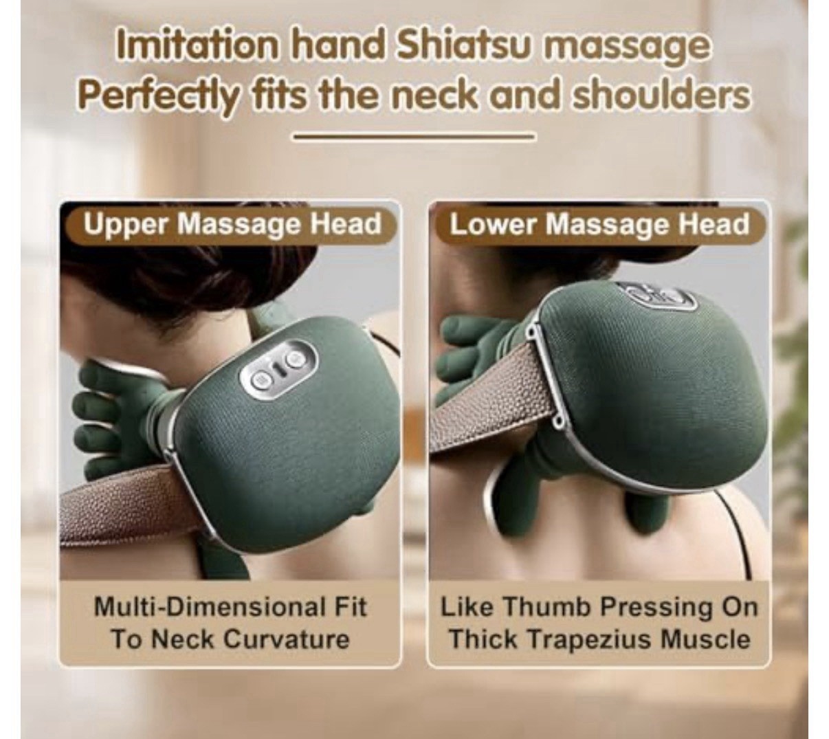 Siasoo Neck Massager With Heat-Wireless Portable Shiatsu Neck and Shoulder