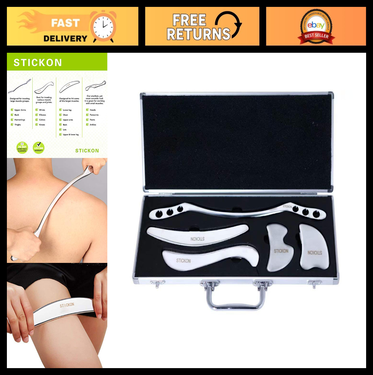 Stainless Steel Gua Sha Massage Tool Set – IASTM Soft Tissue Mobilization (Q Sha