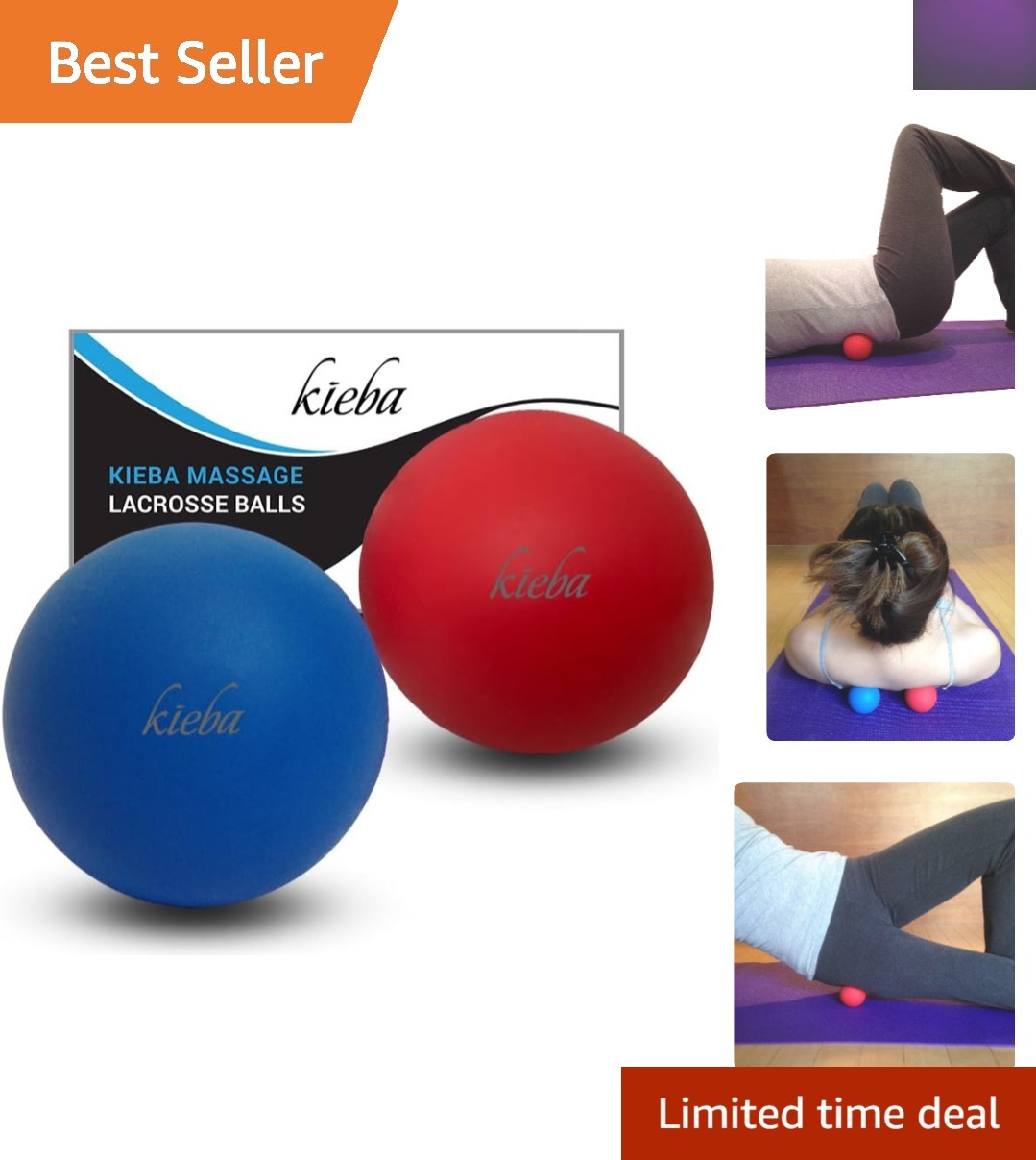 Set of 2 Massage Lacrosse Balls for Myofascial Release & Muscle Therapy – 2.5″