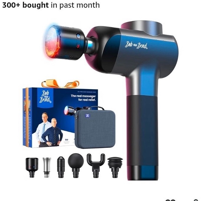 Bob and Brad X6 Pro Max Massage Gun Heat/Cold Deep Tissue 6 Heads Blue/Black