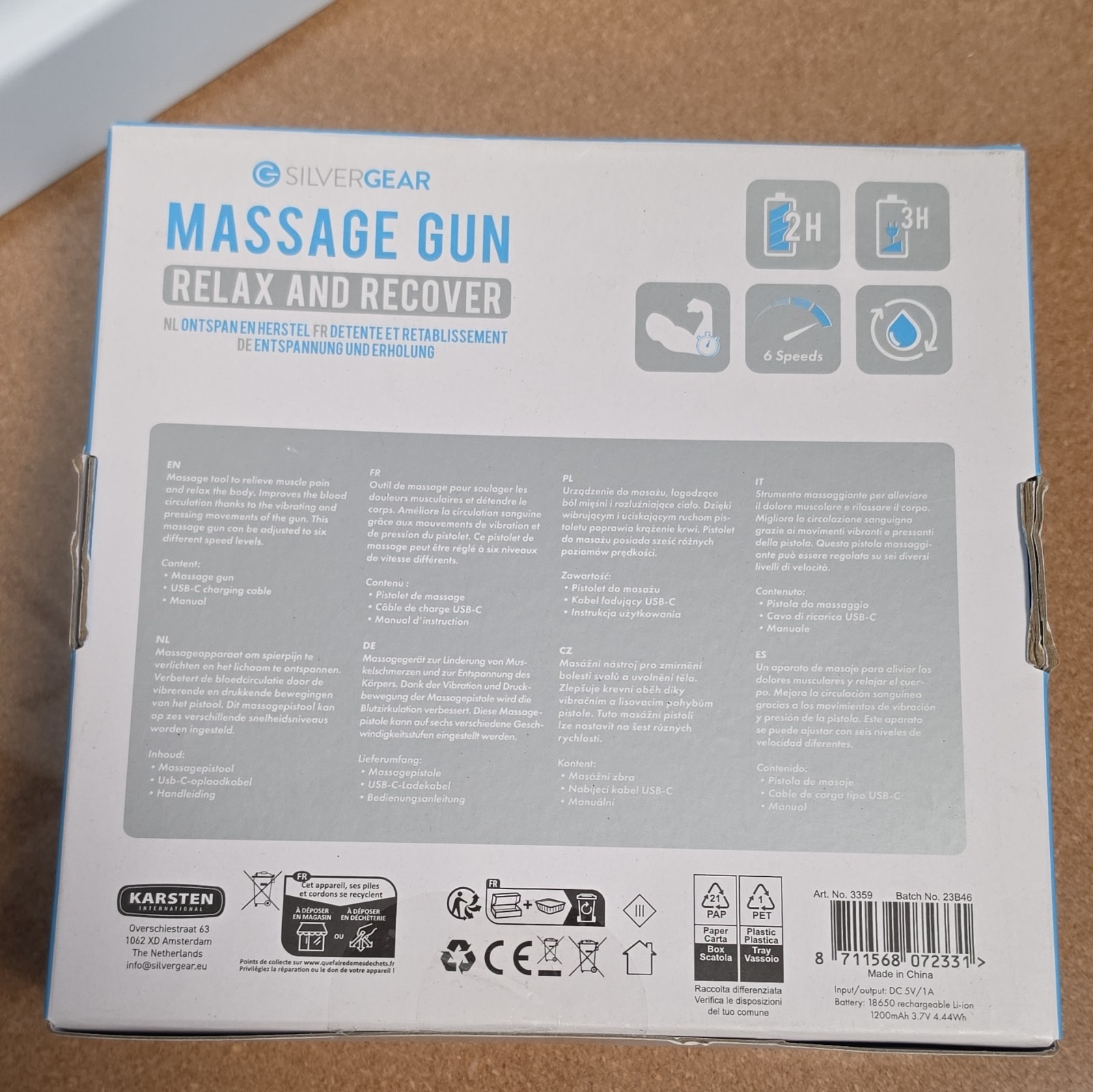 SILVERGEAR Relax and Recover Massage Gun Cordless Rechargeable 6 Speeds