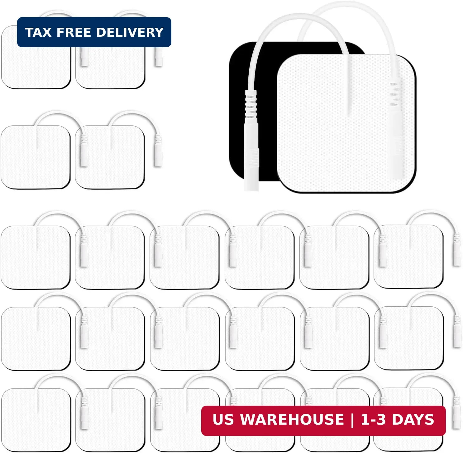 22 PCS 2X 2″ Tens Unit Electrode Pads Compatible with Auvon Tens 7000 Muscle Sti