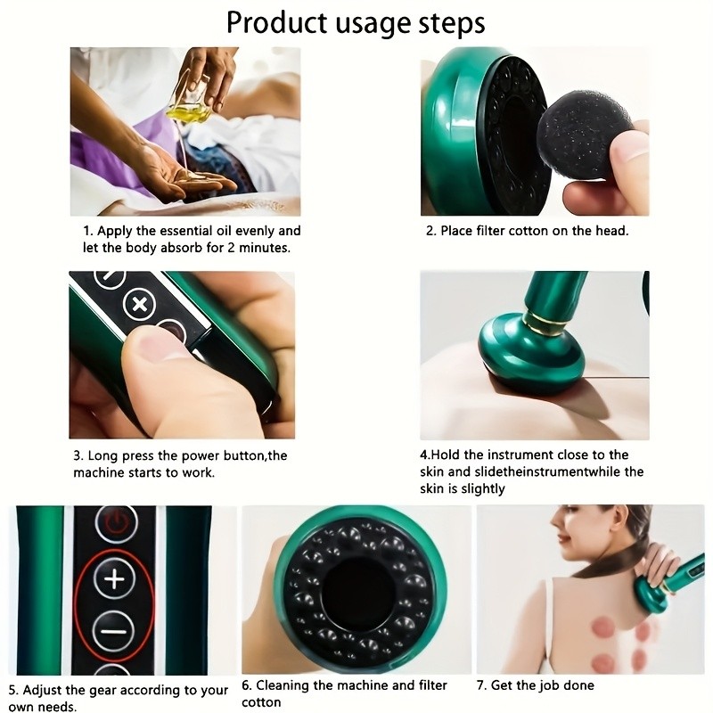 Portable Compact Modern Hypoallergenic 12-Level Electric Vacuum Cupping Massager