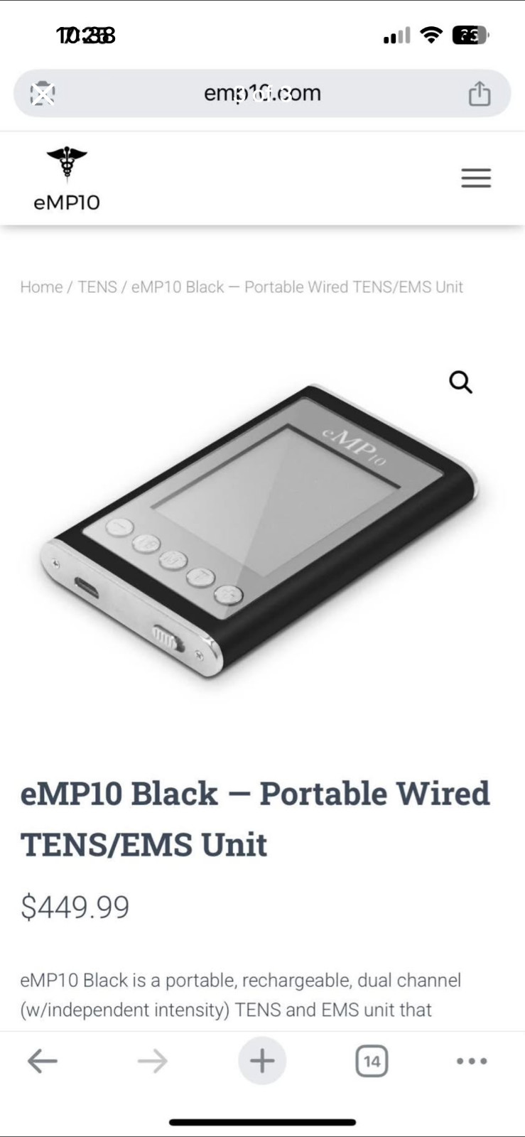 eMP10 TENS / EMS Medical Grade Pulse Massage Unit Black New Sealed Box