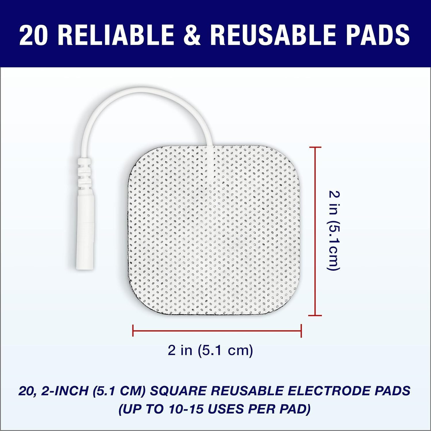 TENS Unit Pads 2X2 20Pcs Reusable Replacement Electrode Patches