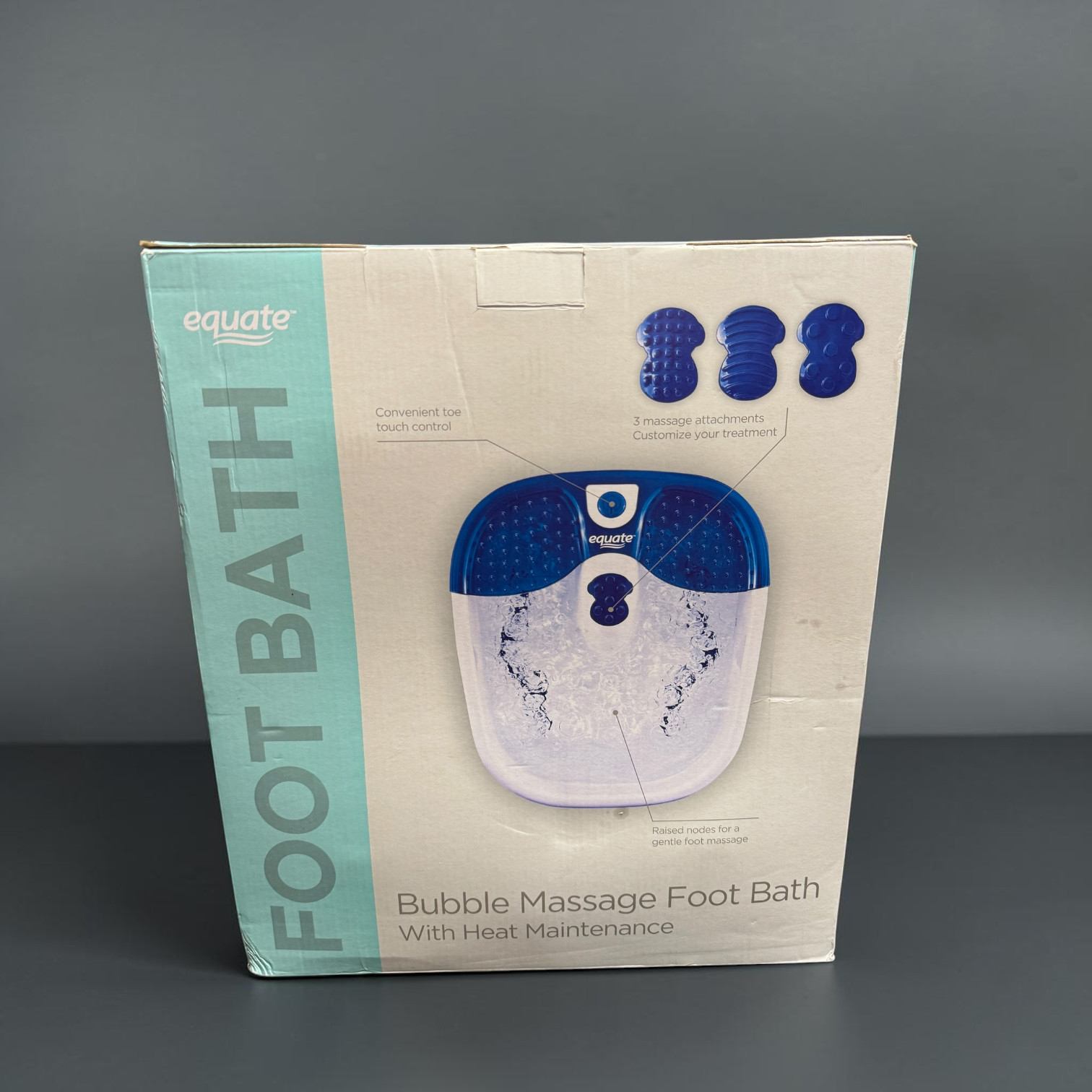 Equate Bubble Massage Foot Bath w/ Heat Maintenance Foot Spa Massager EUC