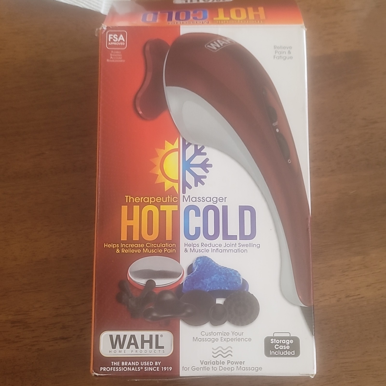 Wahl Therapeutic Massager HOT COLD Variable Power 7 Heads Storage Case