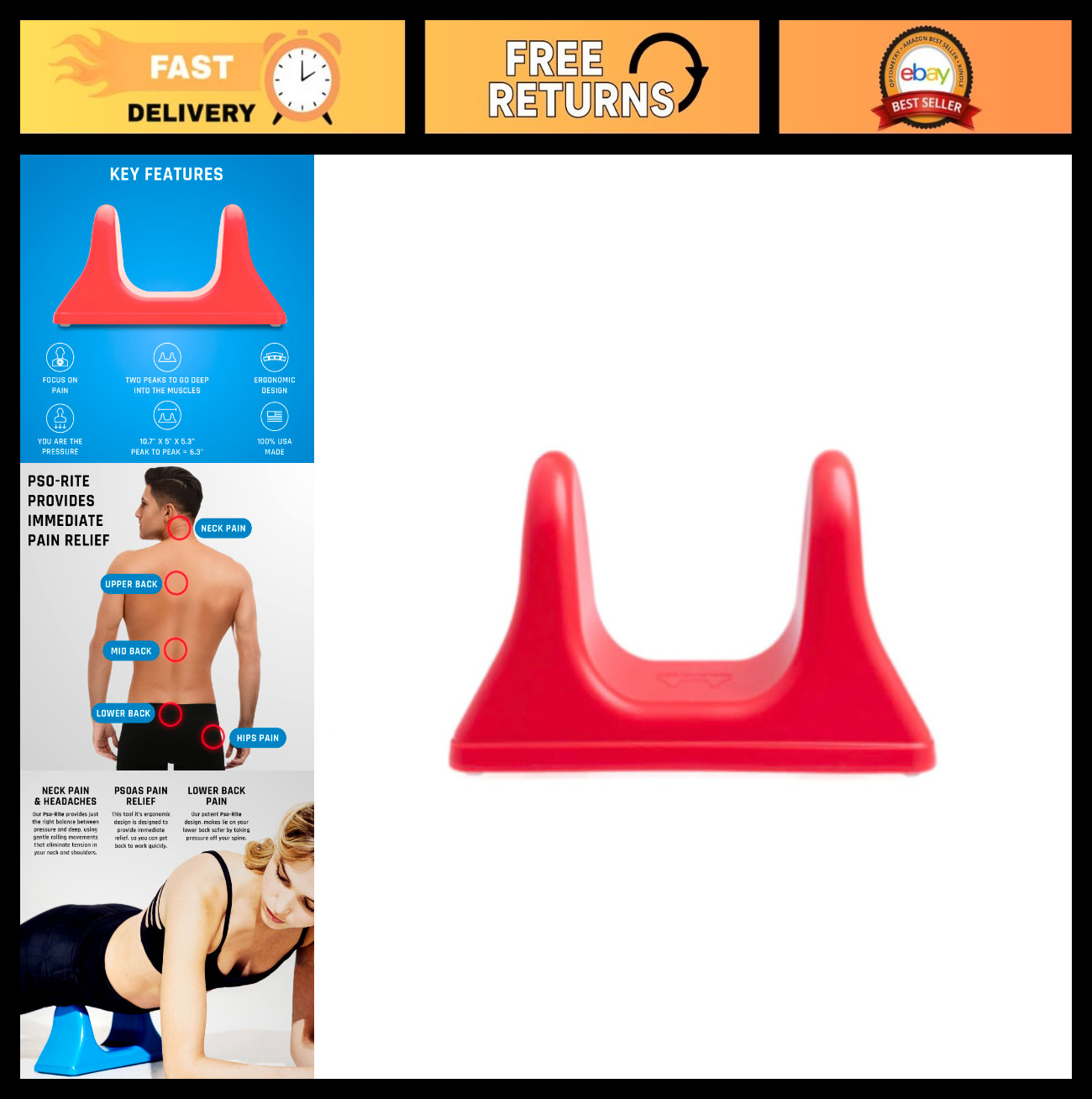 Psoas Muscle Release Tool – Deep Tissue Massage Device for Back & Hip Flexor Rel