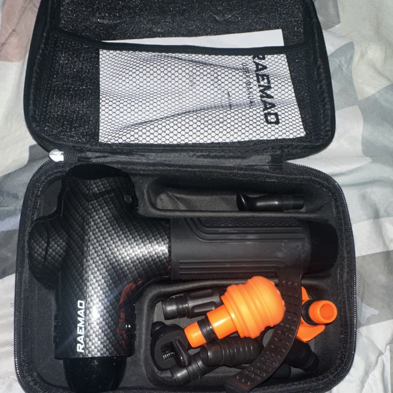 RAEMAO Massage Gun 5 Heads Handheld Multispeed Rechargeable with Carry Case