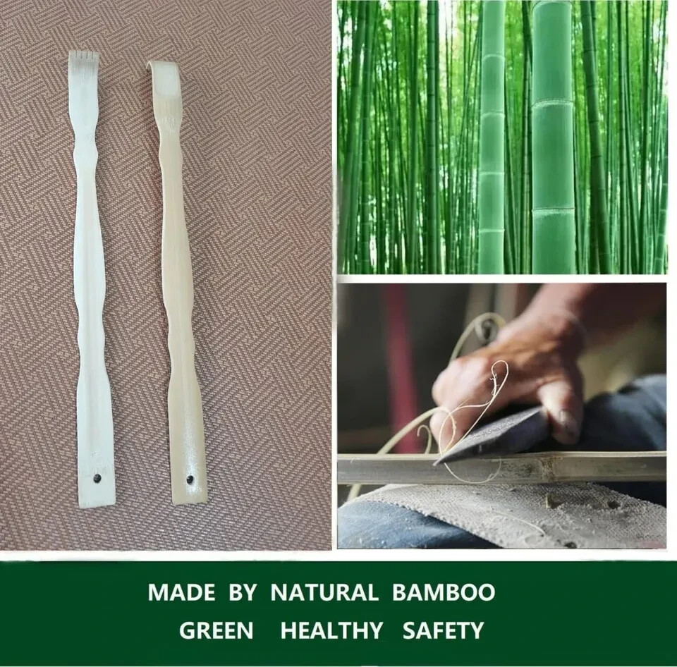 2Pcs Wooden Bamboo Back Scratcher Long Handle Itch Relief Finger-Like Scratchers