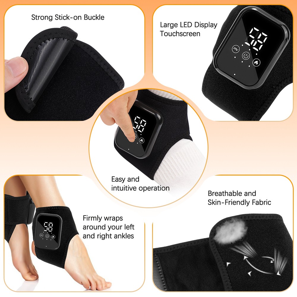 USB Electric Heating 3 Heating Modes Warm Ankle Pad Massager Pain Relief Brace