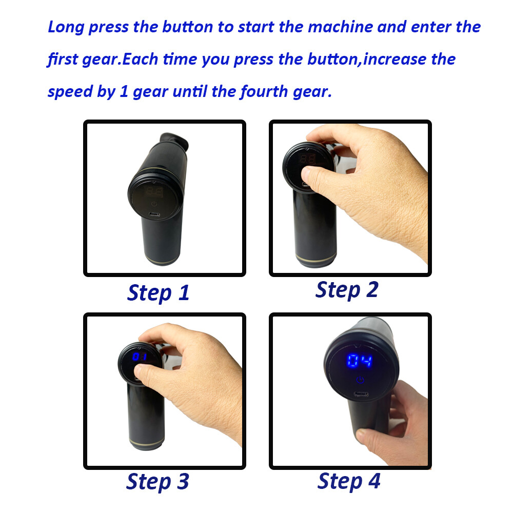 Massage Gun Deep Tissue Percussion Muscle Relax Massager + 4 Heads Massage Gun