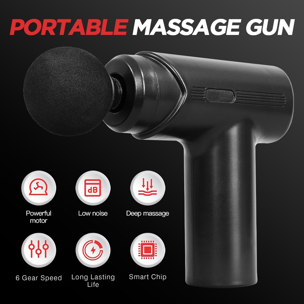 Massage Gun Deep Tissue, Muscle Massage Gun with 4 Attachment Heads 6 Speeds US