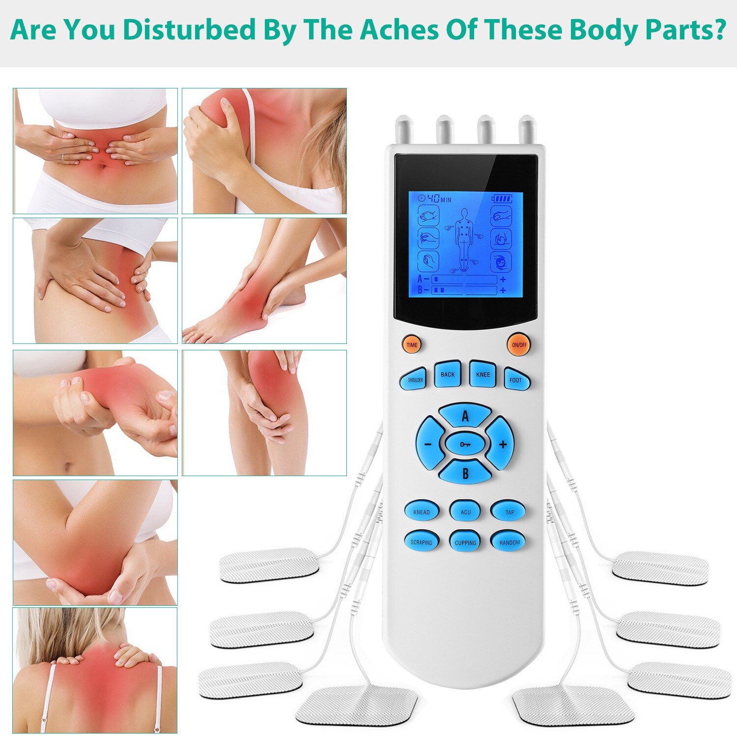 New Tens Unit Impulse Massager – 10 Modes with 8 Electrode Pads for Pain Relief