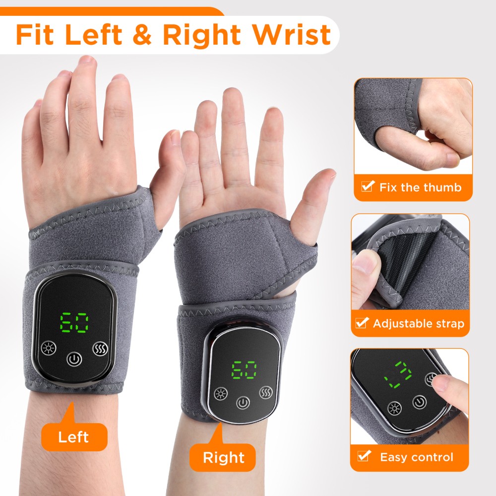 Cordless Foot Ankle Massager Wrist Hand Brace Heating Vibration for Pain Relief