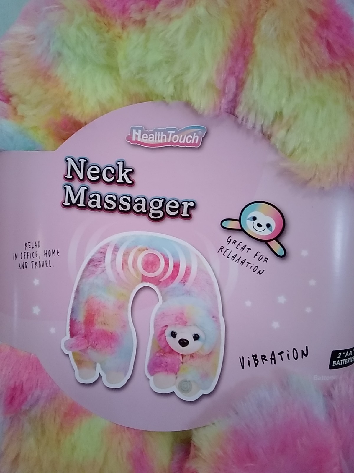 HealthTouch Polyester Fibers Neck Massager Colorful Sloth Requires 2 AA Batterie