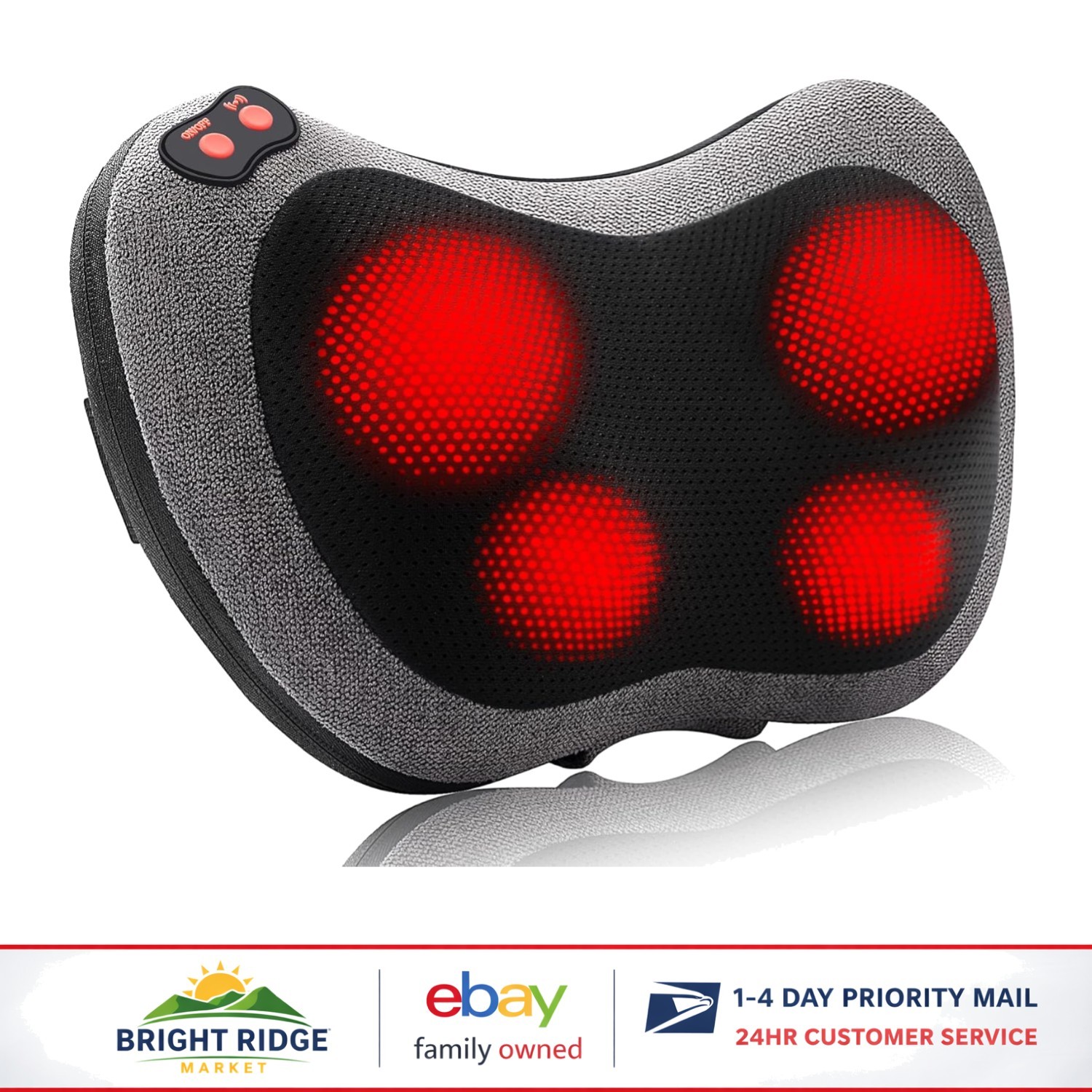 Pain Relief Massage Pillow with 3D Nodes for Neck, Back and Shoulder Relaxation