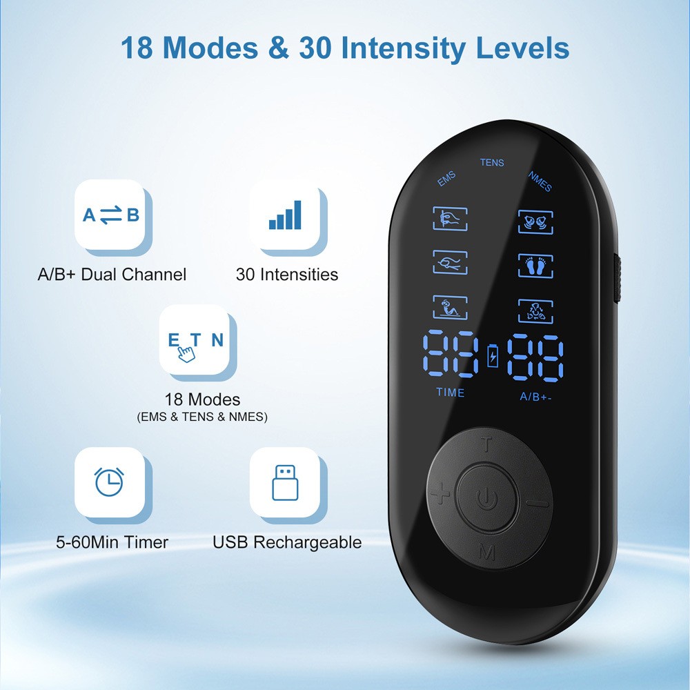 8 Electrode Pads Pulse Muscle Stimulator 18 Modes Pain Relief Message therapy